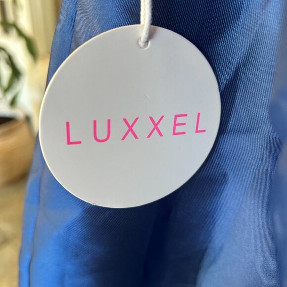 NWT Blue satin material formal off the shoulder mini dress - Picture 5 of 8